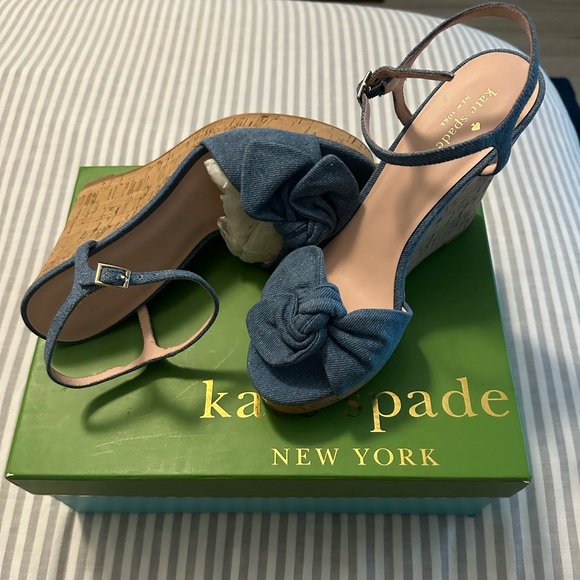 kate spade Shoes - Adorable Kate Spade Janae denim blue Wedge Sandals size 9